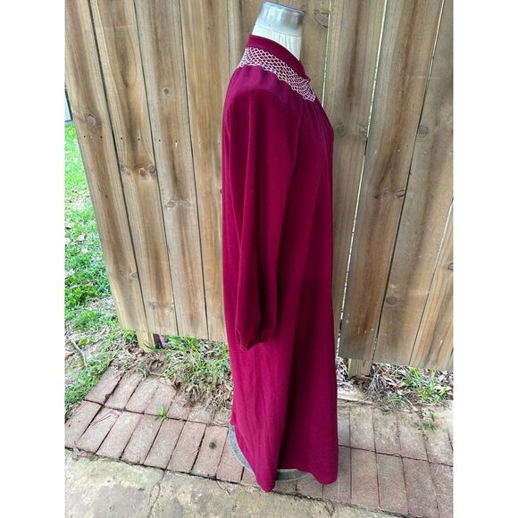 Vintage 70s VANITY FAIR Brushed Soft Cuddly Smocked Zip Front HOUSECOAT S - Picture 4 of 7
